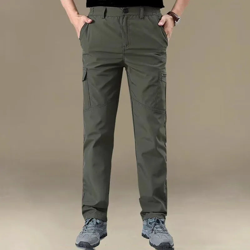 Outdoor Work Pants Men Spring Autumn Casual Cargo Trousers Waterproof Hiking Pants Elastic Waist Travel Workwear Tactical Pants