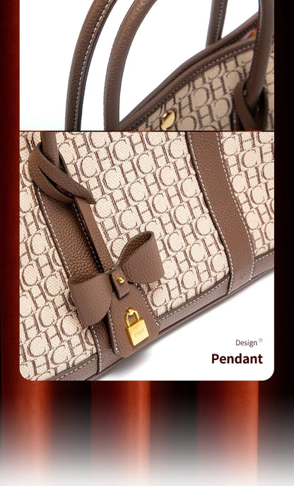 Women's Tote Bag Autumn New Fabric Splicing Handbag Convenient Carrying Mother Bag Commuter Women's Bag