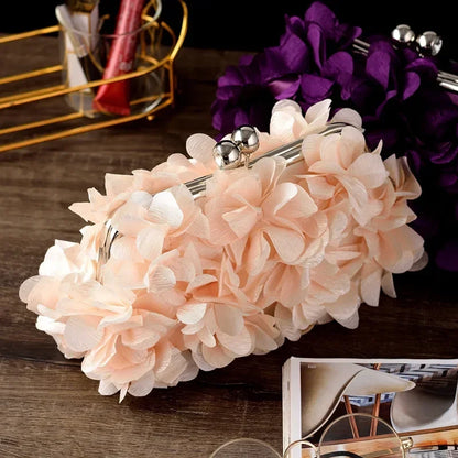Wedding Dress Bag 8 Colors White Bride Clutches Ladies Blue Party Handbag Woman Purple Evening Flower Bags Floral Wedding Clutch