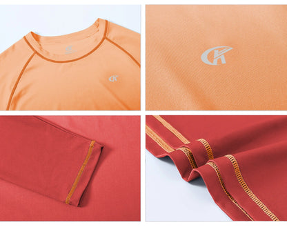 Summer Men's Long Sleeve T-Shirt UPF 50+ Rash Guard Gradient Shirt for Sport Fishing Hiking Workout Outdoor Pullover Shirt