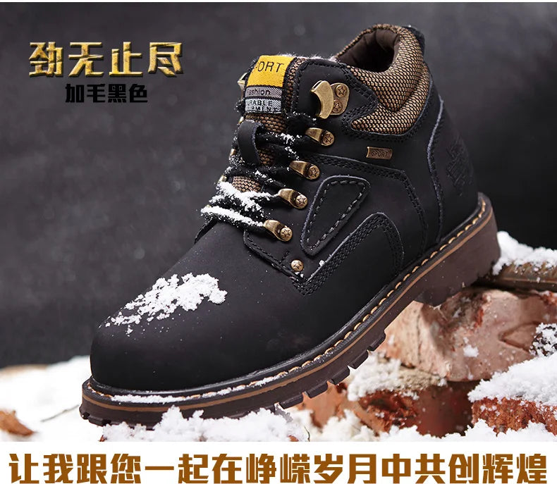 Natural Cow Leather Men’s Women Boots Handmade Retro Winter Autumn Shoes Ankle Snow Boots for Men Top Quality Shoes Dropshipping
