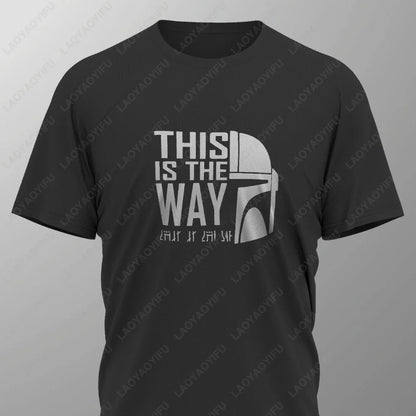 THIS IS THE WAY Mandalorian T-Shirt Tee Screen Printed Design New  Summer O-neck Male Classic Breathable simple Short-sleev