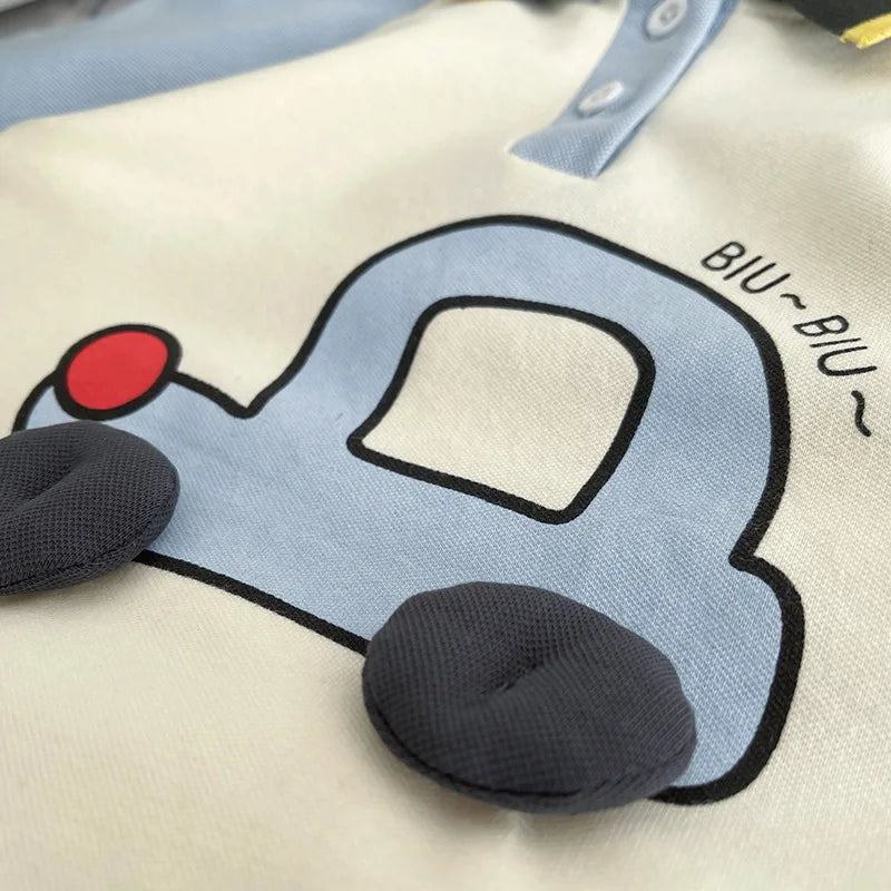New Baby Boys Clothes Suits Summer Children 3D Cartoon Car Polo Shirt+ Denim Shorts 2Pcs/Set Infant Fashion Toddler Tracksuits