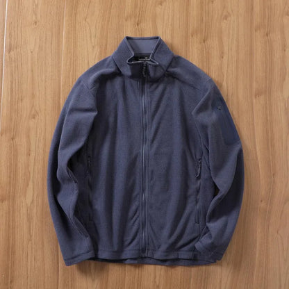 Outdoor Lightweight Fleece Sweatshirt Jacket Men's Zipper Closure Stand Collar Technical Fabric Comfortable Youth Fashion
