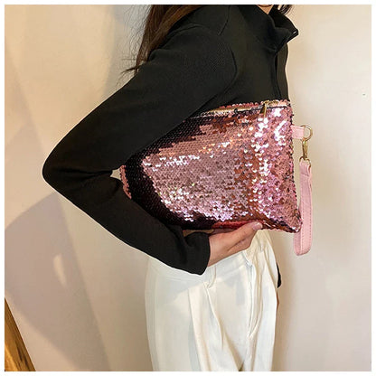 Fashion Women's Sequined Bling Handbag And Purse Small Wedding Party Evening Bag Lady Wristlet Clutch Bag Female Envelope Bag