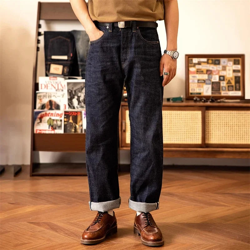 WWII Model Wide Straight Jeans One Wash 14oz Selvedge Denim