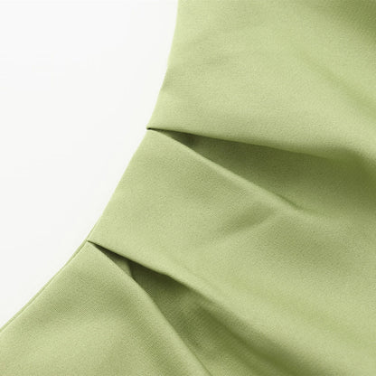 Women Fashion Summer New Sexy Split Back Zip Pleated Sleeveless Strapless Dress Chic Female French Elegant Evening