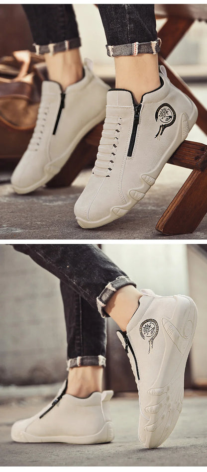 New Men's Ankle Boots Fashion Soft Sole High Top Sneakers Men Shoes Outdoor Versatile Loafers Comfortable Casual Walking Shoes