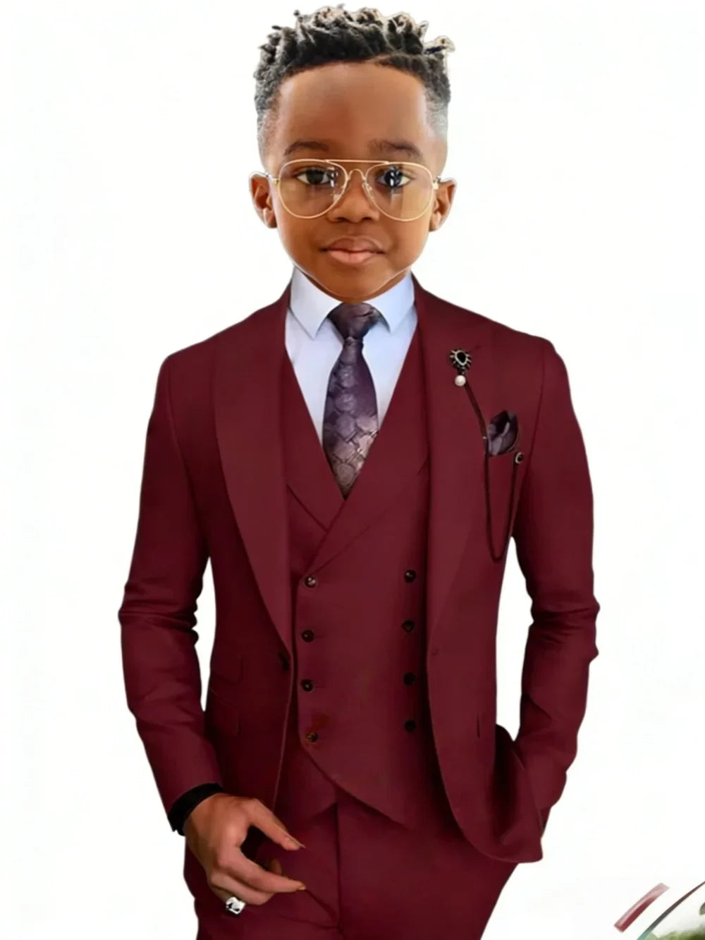 Stylish Kids Suit Set 3 Pieces Wedding Ring Bearer Outfit High Quality Boys Slim Fit Suits Birthday Party Wear Plus Size