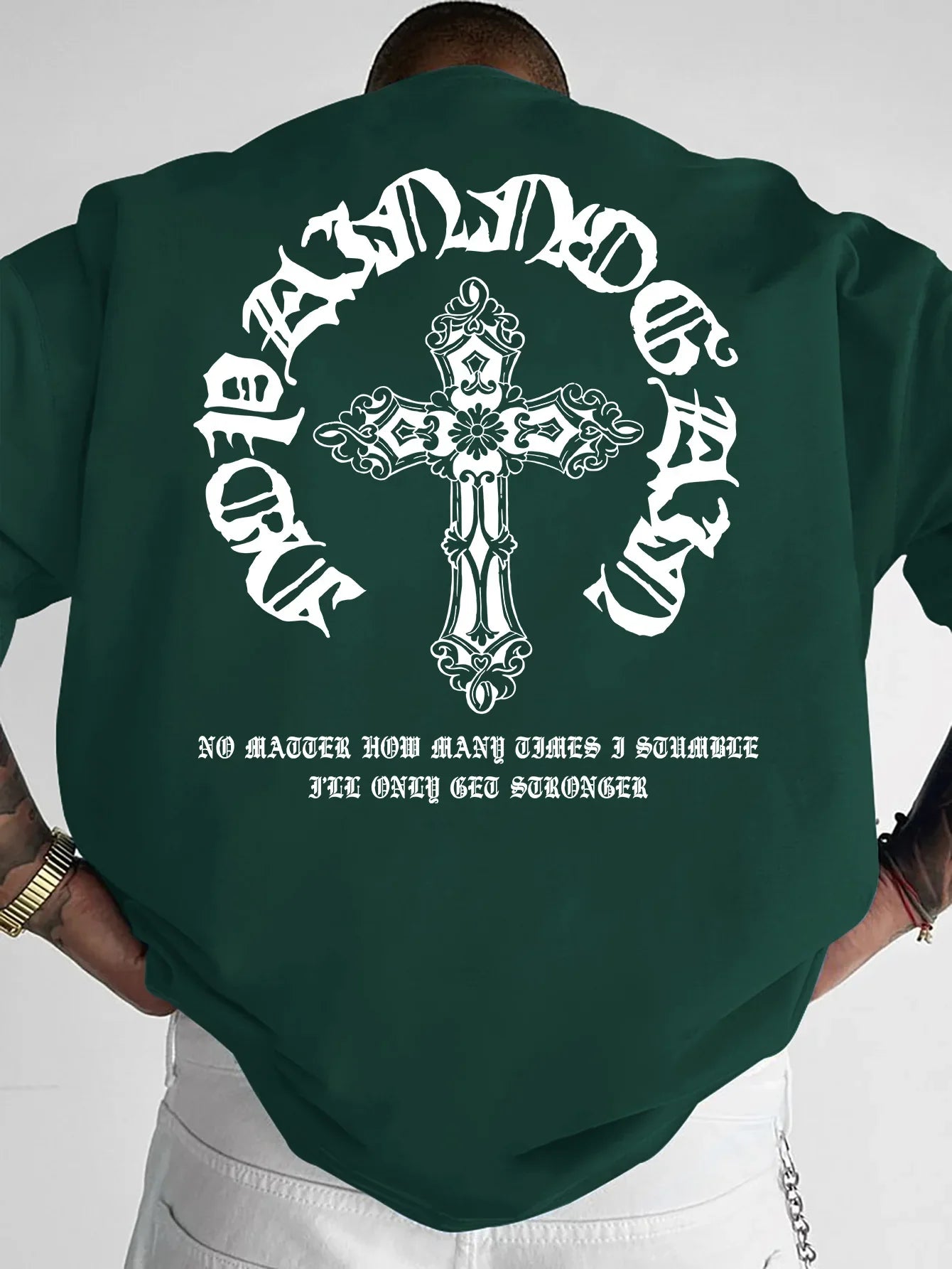 Men's Gothic Streetwear T-Shirt Ornate Cross & Circle Script Graphic Print Crew Neck Short Sleeve Polyester Tops S-XXL