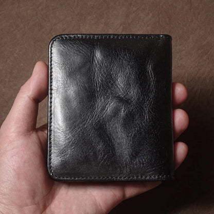 Genuine Leather Wallet High Quality Multi-Card Slots Ultra Slim Lightweight Credit Card Holder Men Women Bifold Money Clip