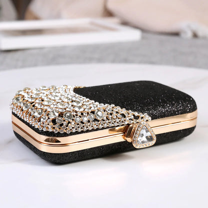Rhinestone Women Bags Hollow Out Style Crystal Evening Bag Chain Shoulder Handbags Luxury Party Wedding Day Clutch Purse Handle
