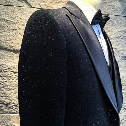 Luxury Man Suits High Quality 3 Pieces Littering Rhinestone Embellishment Wedding Dress Shining Flash Diamond Tuxedo Dinner Suit