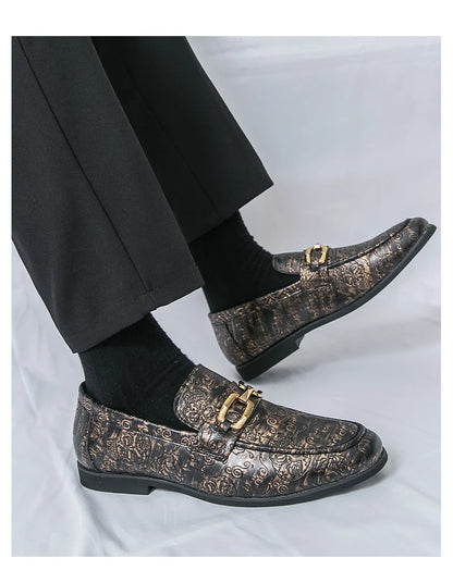 Leather Shoes Men's Business Shoes Luxury Brand Loafers Dress Moccasins Breathable Slip on Black Driving Shoes Male Formal Shoes