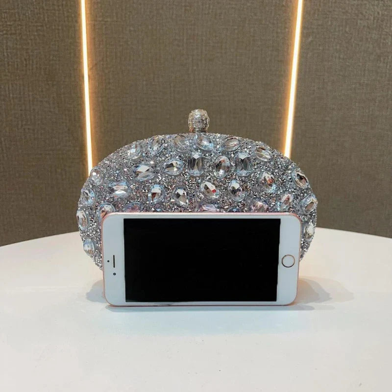 Golden Birthday Party Luxury Crystal Silver Diamond Evening Bags Women Party Purse Wedding Pink Bridal Boutique Clutch Bags