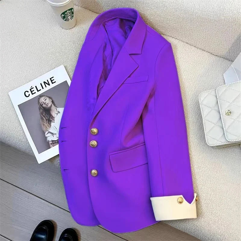 2025 Fashion Ladies Blazer Women Coat Spring Autumn Green Black Khaki Long Sleeve Female Business Work Wear  Formal Jacket