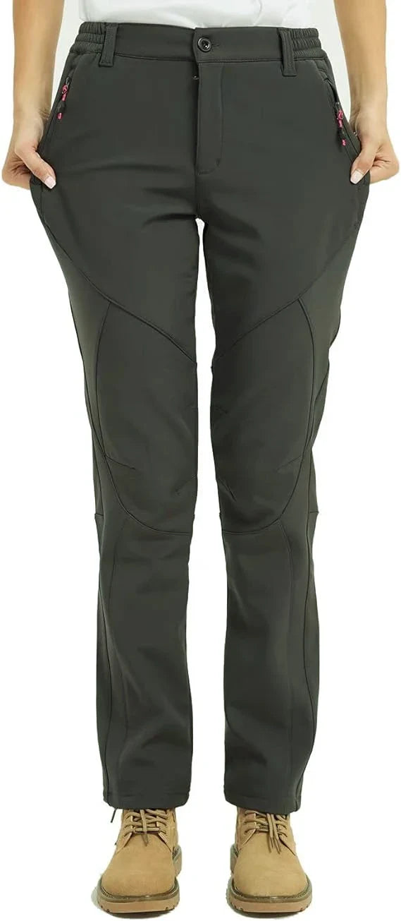 Women's Outdoor Hiking Pants Fleece Slim Soft Shell Snow Ski Pants Trekking Waterproof Windproof Winter