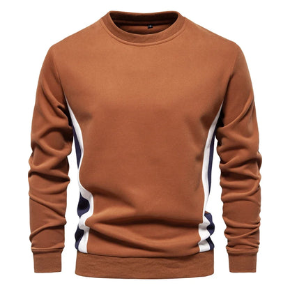 Mens Patckwork Cotton-blend Crew Neck Sweatshirts Fashion Casual Sport Round Neck Pullover Sweatshirt for Men