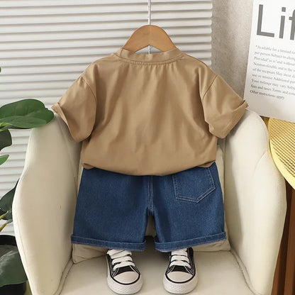 New Summer Baby Boys Clothes Set Children Short Sleeved T-Shirt Shorts 2Pcs/Sets Kids Girls Clothing Suit Infant Cartoon Costume