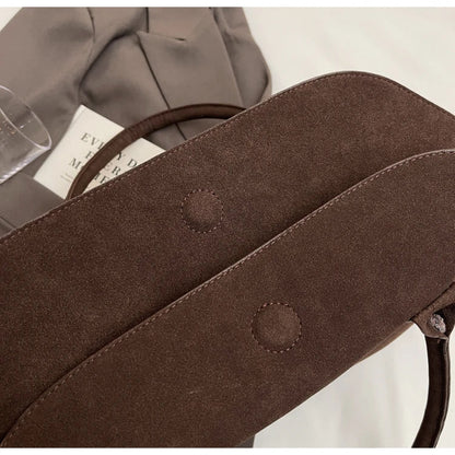 Classic Faux Suede Handbags Women England Style Elegant Shoulder Bags Big Solid Designer Casual Totes Lady Retro Female Packages