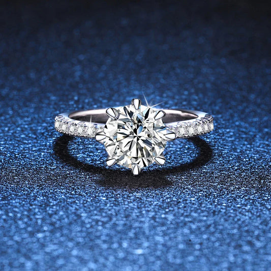 1ct 2ct Moissanite Wedding Ring 925 Sterling Silver Eternity Band Lab Diamond Bride Party Rings For Women Fine Jewelry
