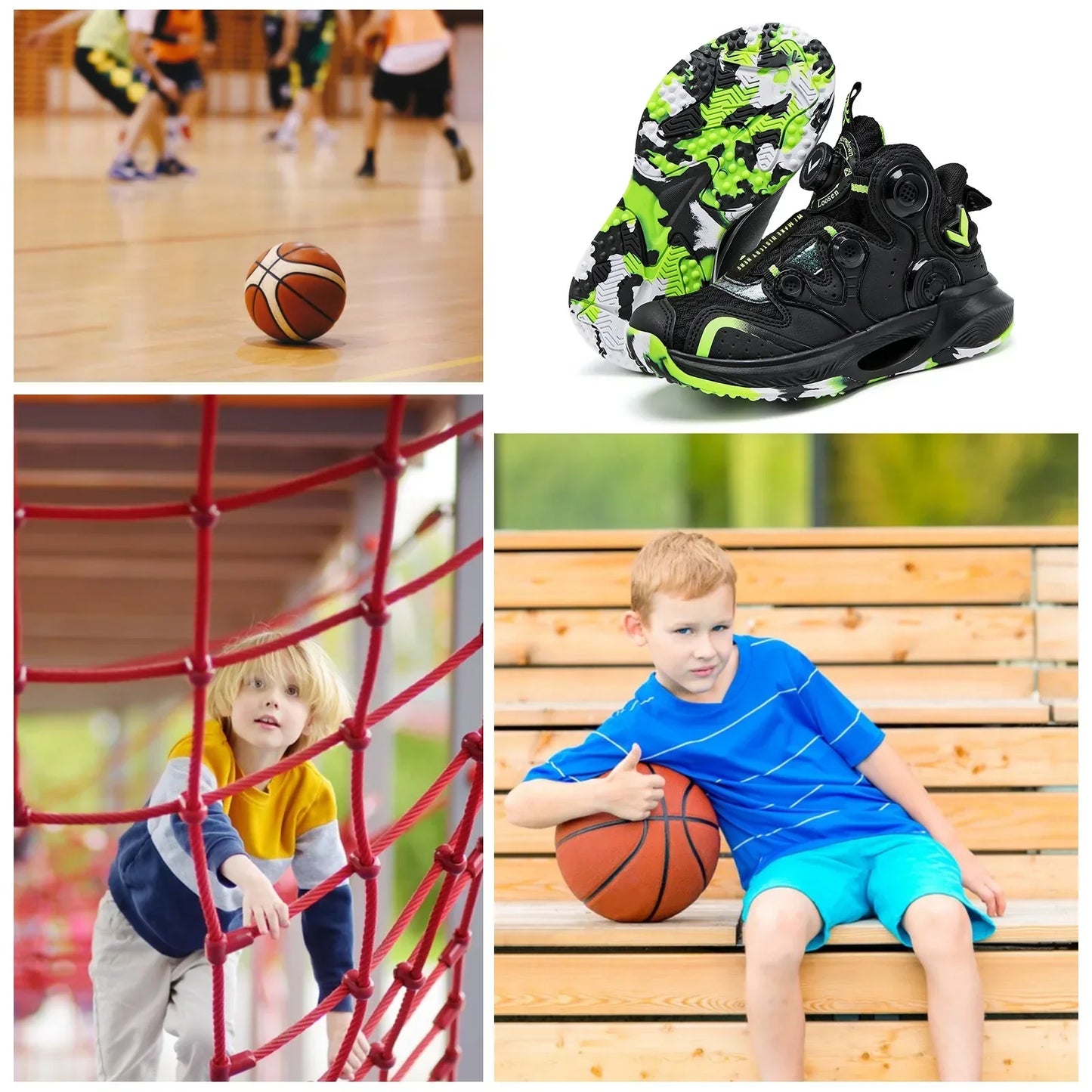 Kids Basketball Shoes Boys Air Cushion Sneakers Non-Slip Comfortable Outdoor Sports Shoes