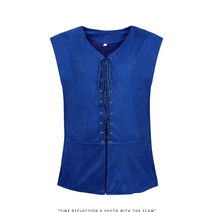 2025 Medieval Renaissance Pirate Gothic Steampunk Vest for Men, Multicolor Loose Plus Size Suede Fashion Men's Waistcoat,S-XXL