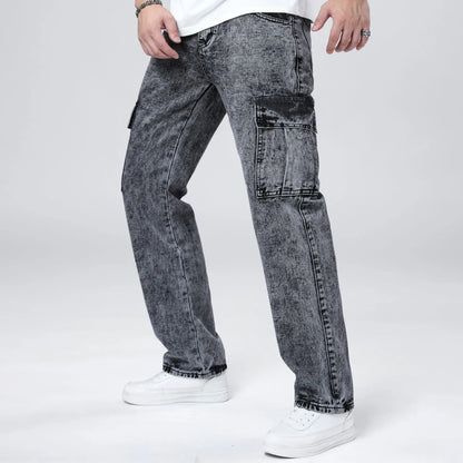 Men's Loose Straight Leg Jeans American Fashion Brand Casual Workwear Comfortable Fit Classic Style