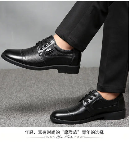 Men's Genuine Cow Leather Shoes Business Casual Shoes With Triple-Stitched Soles For Middle-Aged And Elderly Men 2025