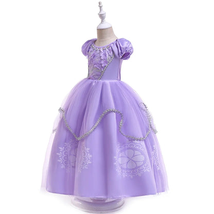 Girls Sofia Rapunzel Party Dress Carnival Halloween Costumes Birthday Princess Prom Dresses Sophias Puff Sleeve Ball Gown