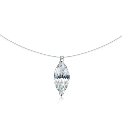 Moissanite Necklace 1-2ct Pear/Marquise/Round Brilliant Cut Diamond Fishing Line S925 Silver Pendant Necklaces for Gift