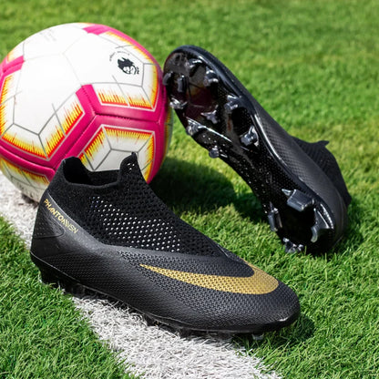 Big Size 49 48 Pro Soccer Boots Long Short Spikes Ankle Boots Children PU Leather Soccer Training Sneakers Outdoor Football