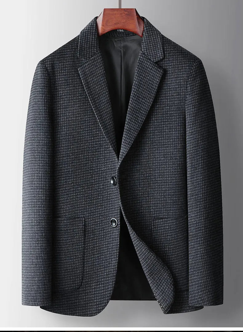 Autumn Winter New Fashion Men's Simple  Casual Business Trendy Loose Cotton Suit Blazers Male Houndstooth Coats Tops Clothes