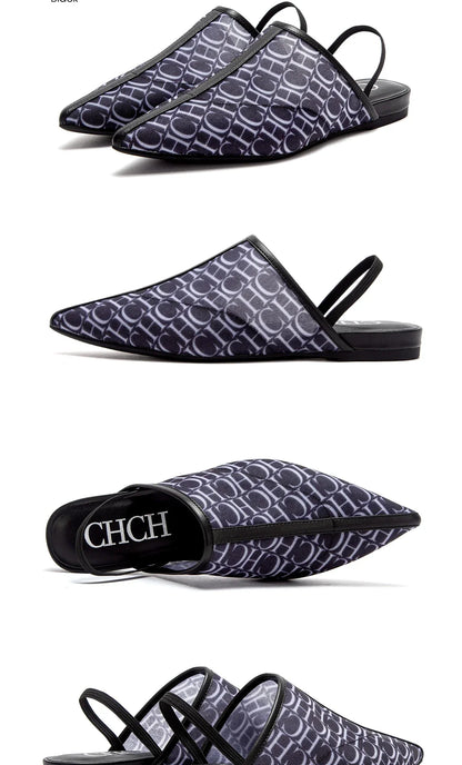 Pointed Toe Slippers Luxury Branded Casual Shoes Flat Strappy Home Outdoor Beach Walking Shoes