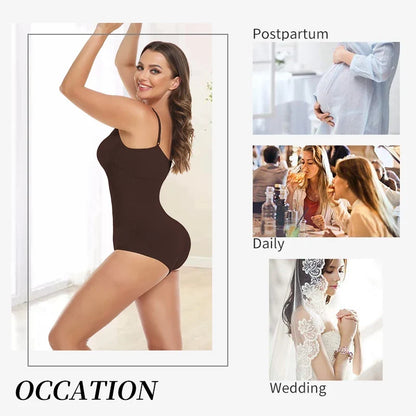 Women Seam-free Sleeveless V-Neck Bodysuit Shapewear Tummy Control Body Shaper Tank Top Red Blue