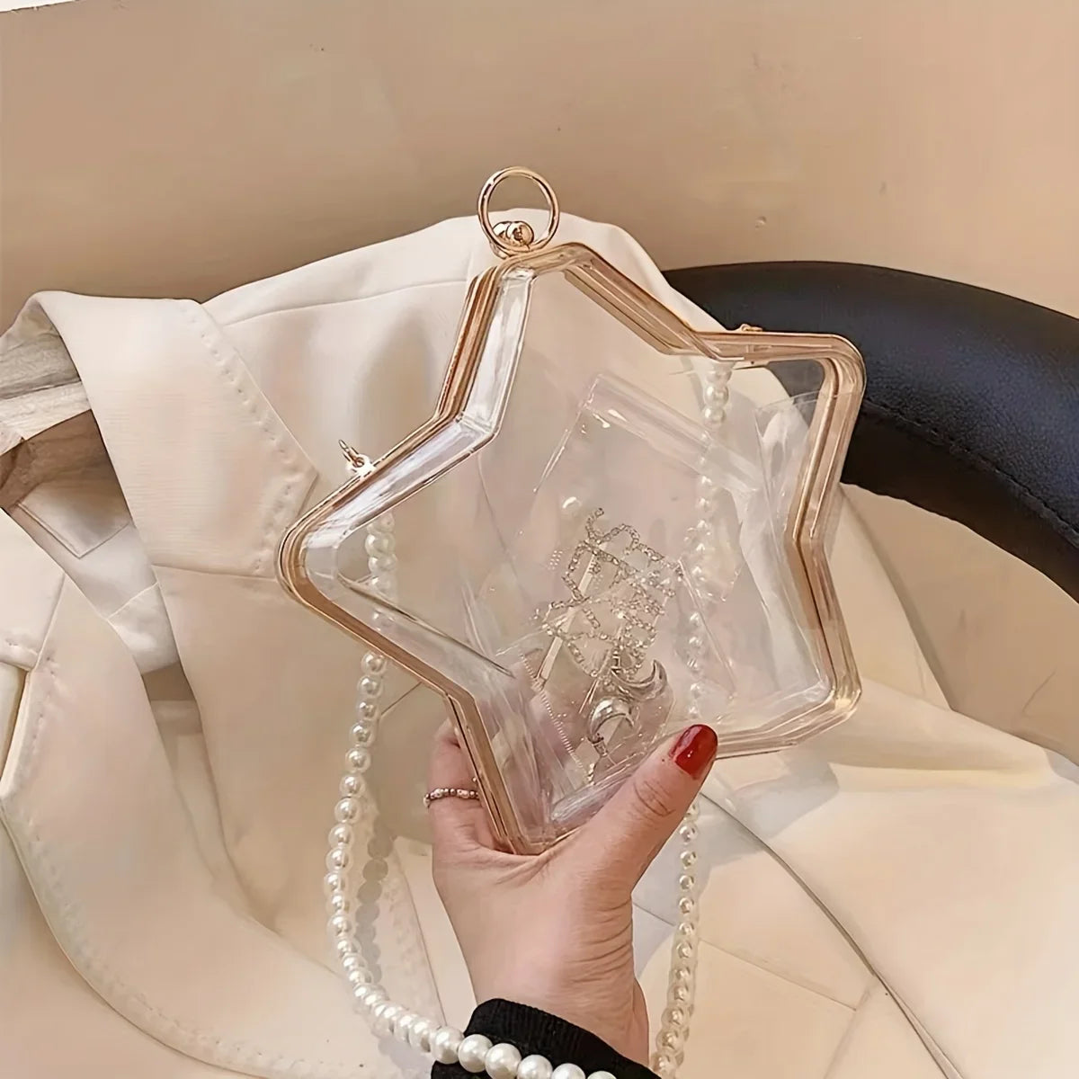 Clear Acrylic Shell Shaped Bag, Trendy Chain Crossbody Bag, Women's Niche Design Novelty Purse