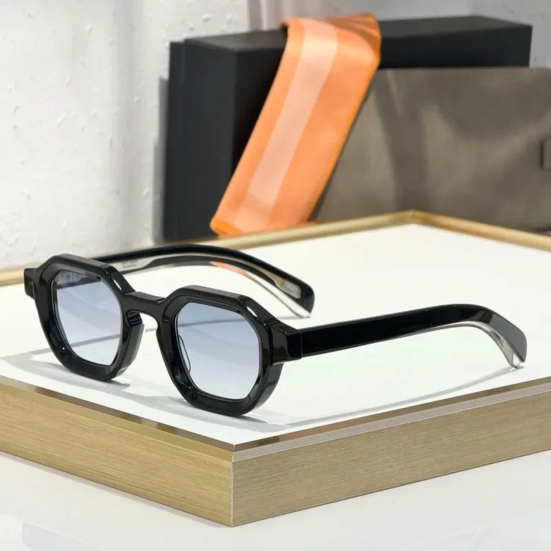 Thick Acetate Sunglasses Square for Men Women Handmade in Japan Classical Vintage High Quality Gradient Glasses with Case