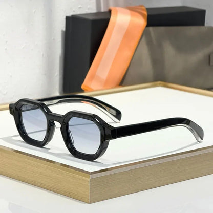 Thick Acetate Sunglasses Square for Men Women Handmade in Japan Classical Vintage High Quality Gradient Glasses with Case