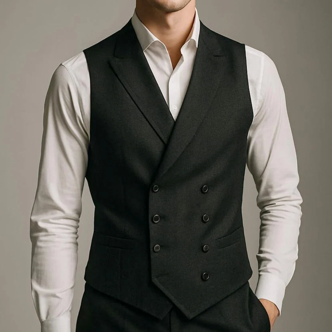 Men Vest White Solid With Lapel Double Button Waistcoat For Wedding Party Banquet Business Work Daily Casual Men Suit Vest