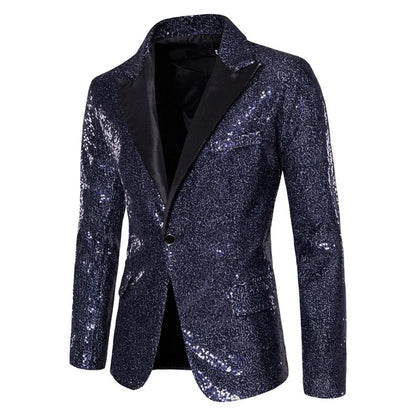 European and American Hosting Performance Dress High End Men's Gold Sequin Suit Korean Version Slim Fit Studio Suit Jacket