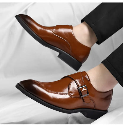 Buckle Designer Big Size Dress Shoes for Men Spring Autumn Solid Color Cow Leather Shoes Male Fashion Business Casual Shoe Man