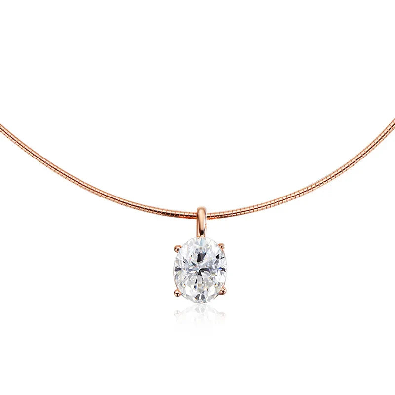 3/4/5CT Oval Cut Moissanite Pendant Necklace for Women Men Lab Diamond Classic Solitaire Chain Real 925 Sterling Silver