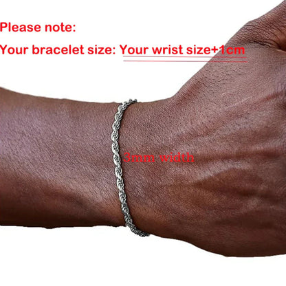 New Water Ripple Rock Hip-hop Bracelets for Men Twisted Chain 100% Real S925 Silver Fine Jewerly Party Wedding Gifts