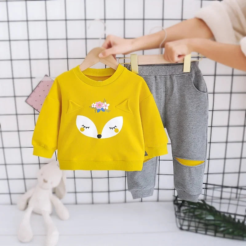 New Spring Autumn Baby Clothes Suit Kids Girls Clothing Children T-Shirt Pants 2Pcs/Set Toddler Casual Costume Infant Tracksuits