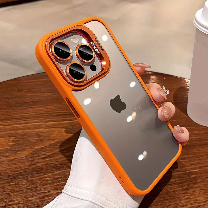 Premium Lens Holder Phone Case For iPhone 11 12 13 14 15 16 17 Pro Max Plus Shockproof Armor Transparent Cover Lens Protector