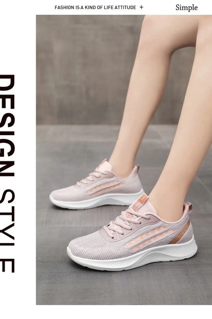 Women's Breathable Mesh Sneakers Platform Sole Korean Style Spring Casual Sports Shoe Plus Size Orthopedic  Height Walking Shoes