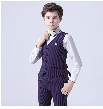 Boys Summer Wedding Suit Kids 1Year Birthday Vest Pants 2PCS Formal Suit Child Party Ceremony Costume Teenager Photography Suit