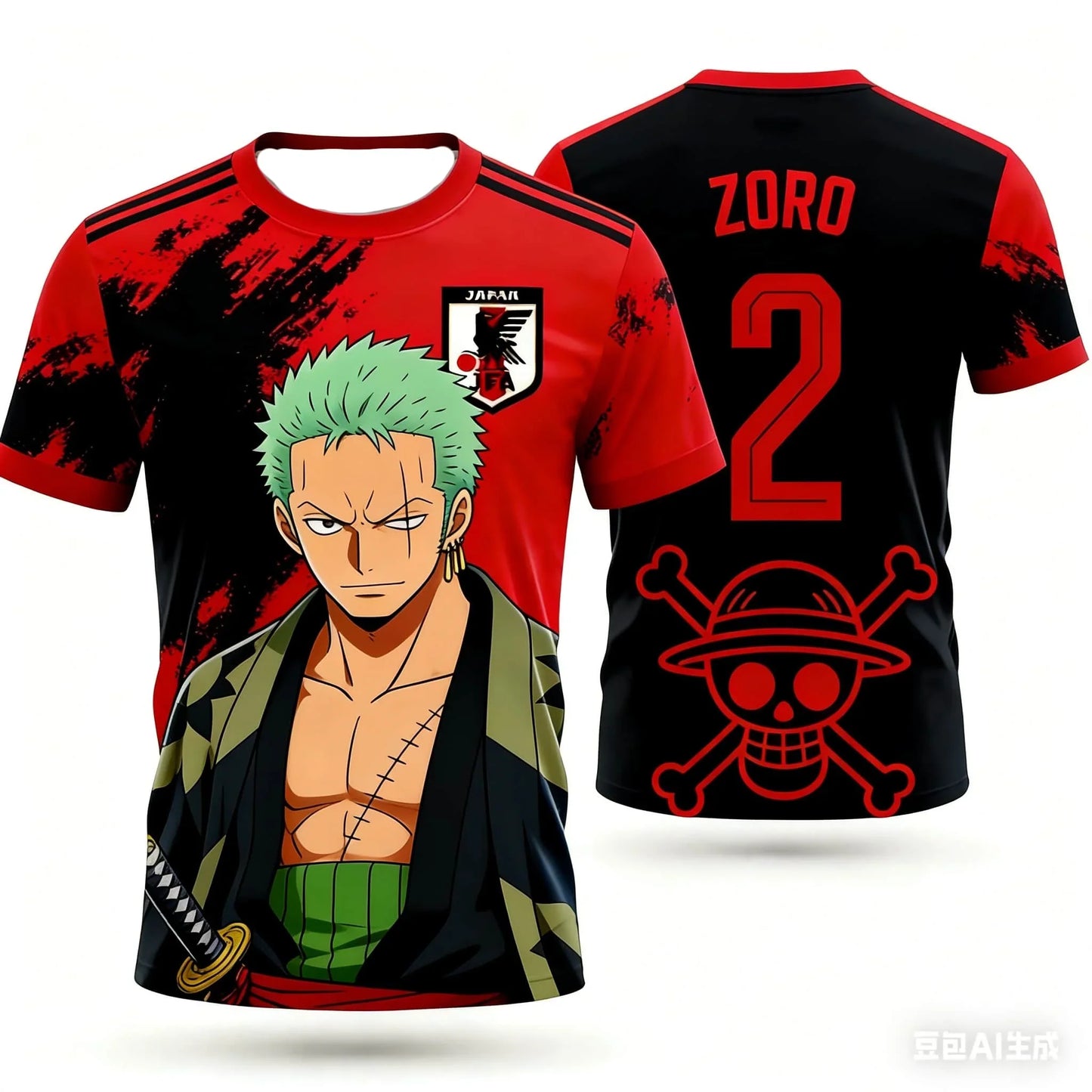 Japan One Piece Luffy Football Jersey Men T-shirt Football Special Jersey Adult Men's Quick-Drying Sweatshirt