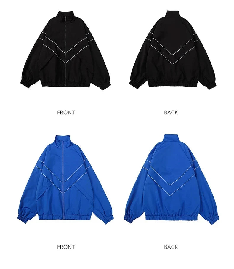 Men High Street Patchwork Color Black Windbreaker Coats Hip Hop Varsity Jacket Women Spring Autumn Thin Fashion College Jackets