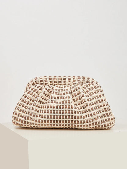 2026 Spring and Summer New Fashion Woven Handbag French Lazy Cloud Flower Bag Women's Commuter and Vacation Dual-purpose Bag
